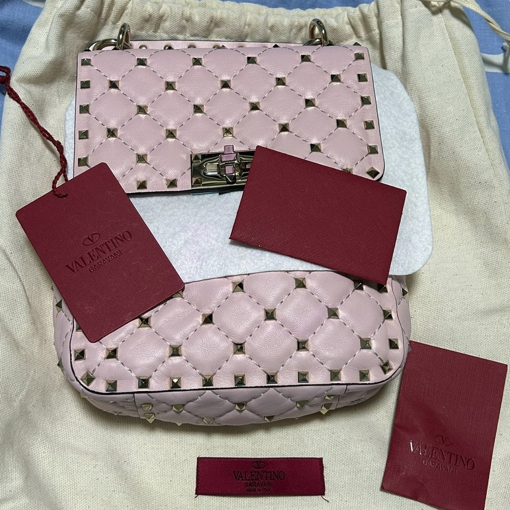 Valentino Pink Studded Shoulder Bag
